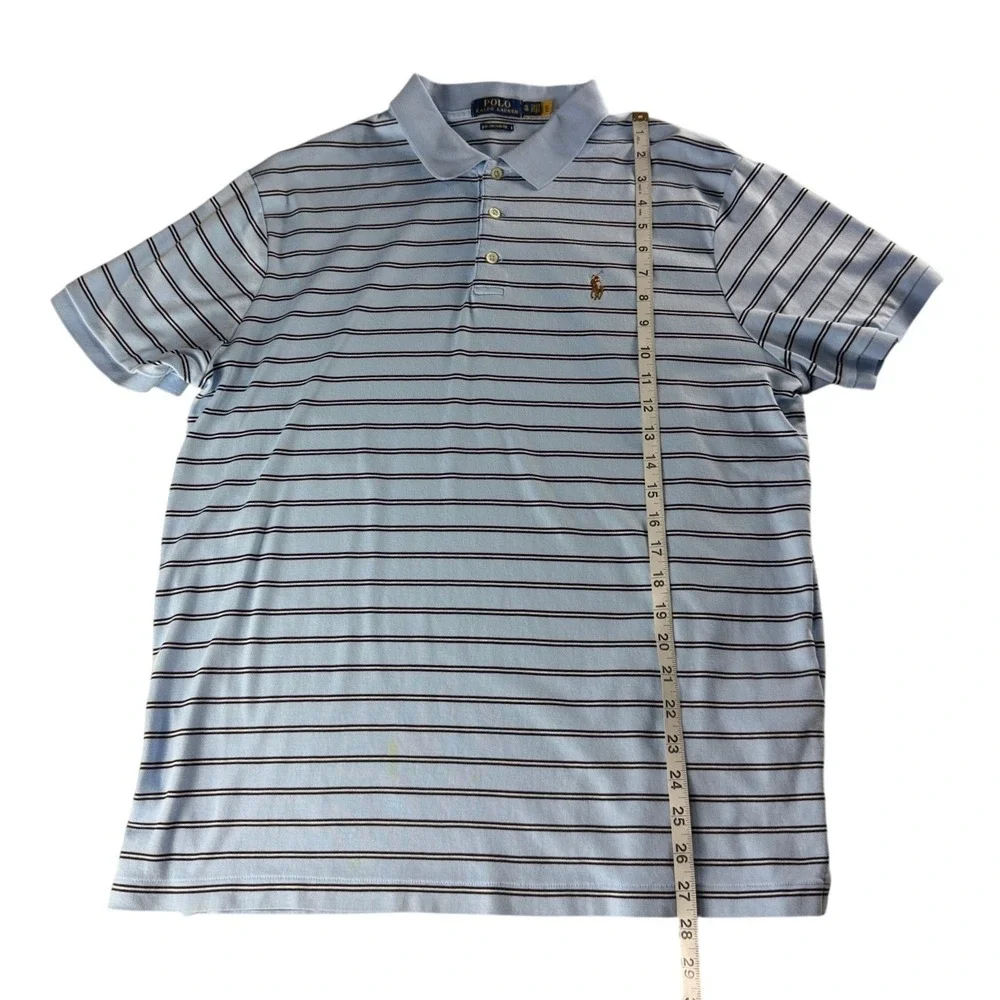Polo Ralph Lauren Custom Slim Fit Striped Polo Shirt Mens XL Light Blue Pony